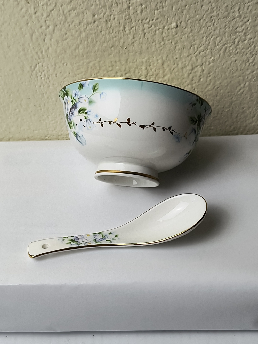 Classic White Bone China Dish with Black Royal Classic Mark Design By England